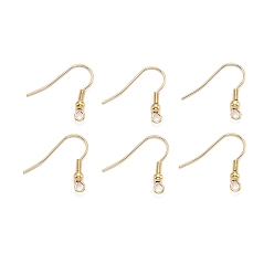 Golden 304 Stainless Steel Earring Hooks, Ear Wire, with Horizontal Loop, Golden, 19.5x18x3mm, Hole: 2mm, 21 Gauge, Pin: 0.7mm