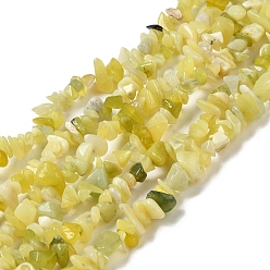 Jade Jaune  Citron naturel puce de jade brins de perles, 5~8x5~8mm, Trou: 1mm, environ 31.5 pouce