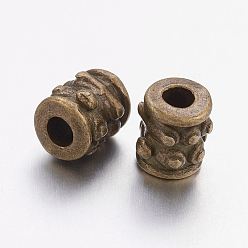 Antique Bronze Tibetan Style Spacer Beads, Lead Free & Cadmium Free & Nickel Free, Column, Antique Bronze Color, about 6mm in diameter, 6mm thick, hole: 2mm