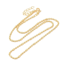 Real 18K Gold Plated Rack Plating Brass Column Ball Chain Necklace for Women, Lead Free & Cadmium Free, Real 18K Gold Plated, 17.87 inch(45.4cm)