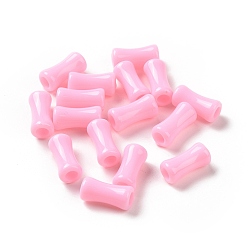 Perlas de Color Rosa Abalorios de acrílico opacos, palo de bambú, rosa perla, 11x5.5 mm, agujero: 2.8 mm, Sobre 3360 unidades / 500 g