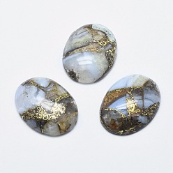 Chalcedony Chalcedony Cabochons, with Gold Line, Oval, 30x22x6mm