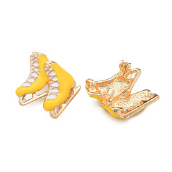 Oro Pin de esmalte de zapatos de patinaje, insignia de aleación chapada en oro claro para ropa de mochila, libre y sin plomo níquel, oro, 27x26 mm