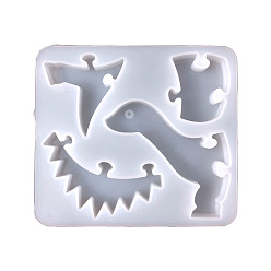 Dinosaur DIY Food Grade Silicone Animal Puzzle Molds, Resin Casting Molds, For UV Resin, Epoxy Resin Craft Making, Dinosaur Pattern, 116x129x14mm