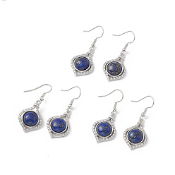 Lapis Lazuli Boucles d'oreilles pendantes vase lapis lazuli naturel, bijoux en laiton platine pour femme, 40mm, pin: 0.5 mm