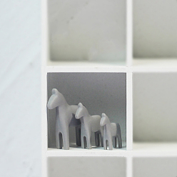 Plata 3 tamaños resina caballo miniatura adornos, para la decoración del jardín del hogar de la sala de estar del escritorio, plata, 18~30x15~25x4~6 mm, 3 PC / sistema