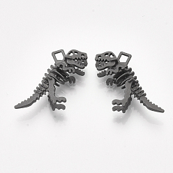 Matte Gunmetal Color Smooth Surface Alloy Pendants, 3D Dinosaur Bones, Matte Gunmetal Color, 29x36x10mm, Hole: 3x4mm