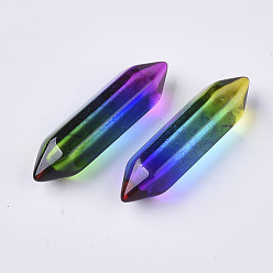 Coloré Perles de verre à double extrémité, pas de trous / non percés, balle, colorées, 30~32x8~9x8mm