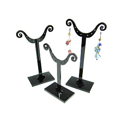 Black Black Pedestal Display Stand, Jewelry Display Rack, Earring Tree Stand, about 6.8cm wide, 9~12.5cm long. 3 Stands/Set