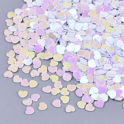 Azur Accesorios de adorno, paillette plástico pvc / cuentas de lentejuelas, color de ab chapado, corazón, azur, 2.7x3x0.4 mm, sobre 180000 unidades / 500 g