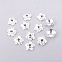 Silver Tibetan Style Alloy Bead Caps, Flower, 5-Petal, Silver Color Plated, Lead Free & Cadmium Free, 10x3mm, Hole: 2mm