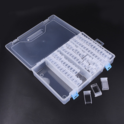 Clear Plastic Bead Containers, Flip Top Bead Storage, For Seed Beads Storage Box, with PP Plastic Packing Box, Rectangle, Clear, 50x27x12mm, Hole: 9x10mm, Packing Box: 31x19.6x6cm, 84pcs containers/packing box