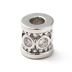 Серебро Латунные шарики циркония кубической, настоящий 18k с позолотой или серебром, колонка, серебряные, 7.5x7 мм, отверстие : 3 мм