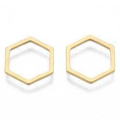 Golden 201 Stainless Steel Linking Rings, Hexagon, Golden, 12x14x1mm, Inner Diameter: 10x11.5mm