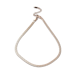 Rose Gold Ion Plating(IP) 304 Stainless Steel Herringbone Chain Necklace, Rose Gold, 15.75 inch(40cm)