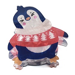 Pingouin Pinces à cheveux en plastique PVC animal, avec des résultats en acier, accessoires de cheveux pour les filles, pingouin, 66x71x58mm