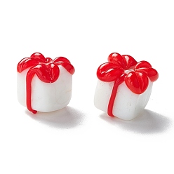 Blanc Perles lampwork, perles au chalumeau, faits à la main, coffret cadeau, pour noël, blanc, 10~13x11~13x11~13mm, Trou: 2~3mm