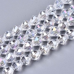 Clear AB Electroplate Glass Beads Strands, AB Color Plated, Faceted, Teardrop, Clear AB, 8x8mm, Hole: 1.4mm, about 80~82pcs/strand, 24.41~25.19 inch(62~64cm)