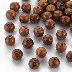 Brun Saddle Des perles en bois naturel, sans plomb, ronde, selle marron, 8mm, Trou: 1.5mm, environ1900 pcs / 500 g