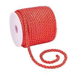 Red PANDAHALL ELITE 3-Ply Polyester Braided Cord, Twisted Rope, for DIY Cord Jewelry Findings, Red, 5mm, about 18m/roll