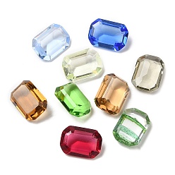 Mixed Color Pointed Back Glass Rhinestone Cabochons, Rectangle, Faceted, Mixed Color, 14x10x5~6mm