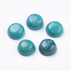 Turquoise Natural Howlite Cabochons, Half Round, Dyed, Turquoise, 8x4mm