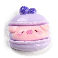 Food Pig Theme Opaque Resin Decoden Cabochons, Pink, Food, 22.5x20.5x7.5mm