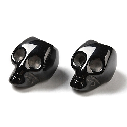 Negro Cuentas de cerámica de circonio biocerámico, sin níquel, sin decoloración e hipoalergénico, cráneo, negro, 9x7x8.5 mm, agujero: 3.8 mm