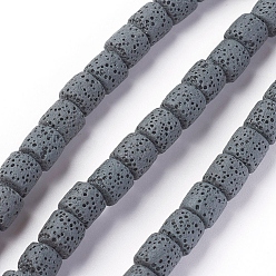 Gris Brins de perles de pierre de lave naturelle, teint, colonne, grises , 8~8.5x8~8.5mm, Trou: 2mm, environ 46 pcs / brin, 15.35 pouces (39 cm)