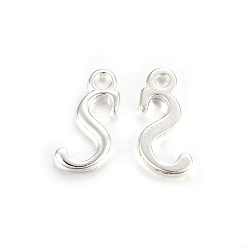 Letter S Silver Color Plated Alloy Letter Pendants, Rack Plating, Cadmium Free & Lead Free, Letter.S, 14x7x2mm, Hole: 1.5mm