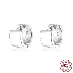 Platinum Rhodium Plated Platinum 925 Sterling Silver Hoop Earrings, with S925 Stamp, Platinum, 14x8mm