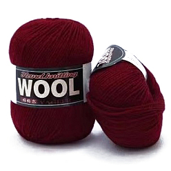 Dark Red Polyester & Wool Yarn for Sweater Hat, 4-Strands Wool Threads for Knitting Crochet Supplies, Dark Red, about 100g/roll