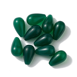 Dark Green Natural Green Onyx Agate Beads, No Hole/Undrilled, Dyed & Heated, Teardrop, Dark Green, 15.5x9mm
