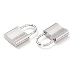 Stainless Steel Color 304 Stainless Steel Pendants, PadLock, Stainless Steel Color, 17x11x3.5mm, Hole: 6x7mm