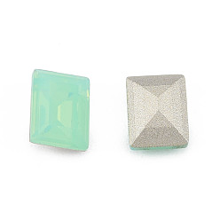 Chrysolite K9 Glass Rhinestone Cabochons, Pointed Back & Back Plated, Faceted, Rectangle, Chrysolite, 8x6x3mm