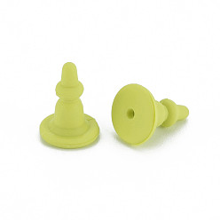 Amarillo de Verde Tuercas de silicona, pendiente trasero, para la fabricación de aretes, verde amarillo, 11x8x8 mm, agujero: 0.7 mm