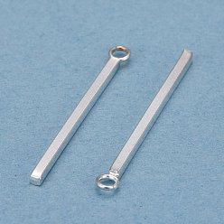 Silver 304 Stainless Steel Pendants, Rectangle/Bar, Silver, 28x1.5x1.5mm, Hole: 2mm