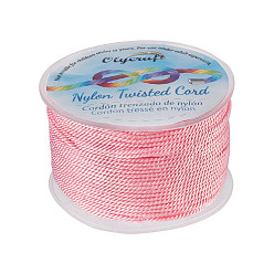 Pink Fils de nylon olycraft, cordes de milan / cordes torsadées, rose, 1.5~2 mm, environ 50 m/rouleau