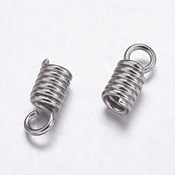 Stainless Steel Color 304 Stainless Steel Coil Cord Ends, Stainless Steel Color, 11x5.5mm, Inner Diameter: 4mm, Hole: 4mm