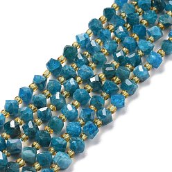 Apatite Perles naturelles apatite brins, avec des perles de rocaille, facette, perles de cube en diagonale, 5~6x5~6x4~5mm, Trou: 1mm, Environ 49~55 pcs/chapelet, 15.35''~15.75'' (39~40 cm)