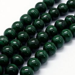 Malachite Malachite naturelles brins de perles, ronde, 7~8mm, Trou: 0.8mm, Environ 52 pcs/chapelet, 15.7 pouce (40 cm)