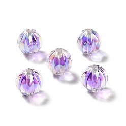 Pourpre Perles acryliques irisées arc-en-ciel à placage uv bicolore, citrouille, pourpre, 15.5x14.5~15mm, Trou: 2.7~2.8mm