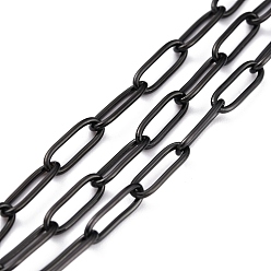 Electrophoresis Black 304 cadenas de clips de acero inoxidable, soldada, Plano Oval, con carrete, electroforesis negro, link: 12x4x1 mm, aproximadamente 32.8 pies (10 m) / rollo