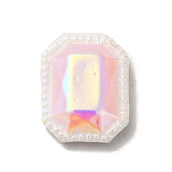 Pink Opaque Resin Cabochons, AB Color Plated, Octagon, Pink, 26x20x7mm