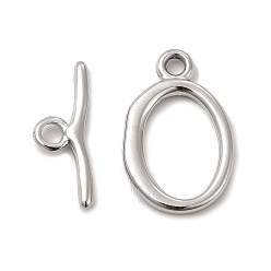 Stainless Steel Color 304 Stainless Steel Toggle Clasps, Oval, Stainless Steel Color, Oval: 21.5x14x2mm, Hole: 2mm, 13.5x9mm inner diameter, Bar: 19x7x2mm, hole: 2.5mm