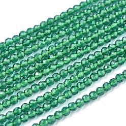 Vert Mer Chapelets de perles en verre, imitation quartz, facette, ronde, vert de mer, 2mm, Trou: 0.5mm, Environ 175 pcs/chapelet, 14.9 pouce (38 cm)