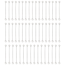 Stainless Steel Color 316 Surgical Stainless Steel Eye Pins, Double Sided Eye Pins, Stainless Steel Color, 26 Gauge, 30x2.5x0.4mm, Hole: 1.6mm