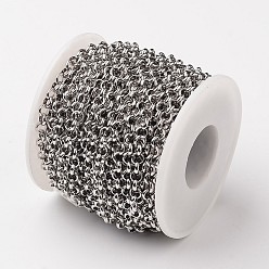 Stainless Steel Color 304 Stainless Steel Rolo Chains, Belcher Chain, with Spool, Unwelded, Stainless Steel Color, 5x1.5mm, about 32.8 Feet(10m)/roll
