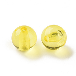 Jaune Perles acryliques transparentes, ronde, jaune, 12x11mm, Trou: 2.5mm, environ566 pcs / 500 g