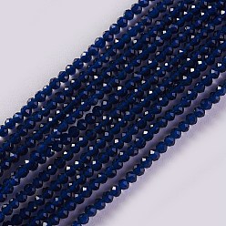 Marina Azul Abalorios de vidrio, facetados, rondo, azul marino, 2x2 mm, agujero: 0.4 mm, sobre 193~197 unidades / cadena, 14.17 pulgada ~ 15.51 pulgada (36~39.4 cm)